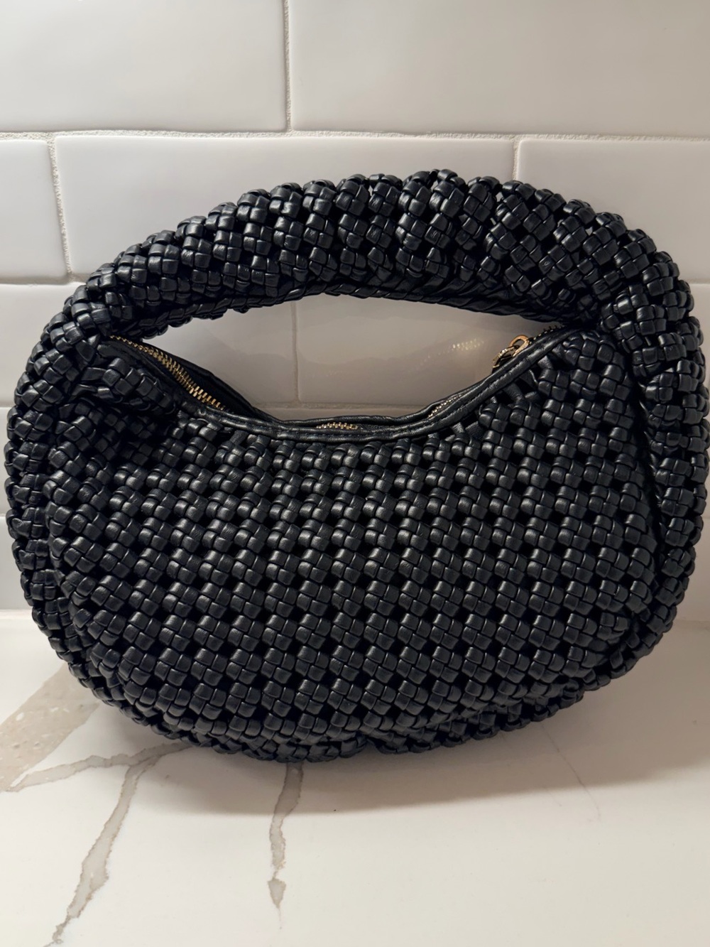 Sincerly Jules Black Woven Hobo Bag with Braided Handle